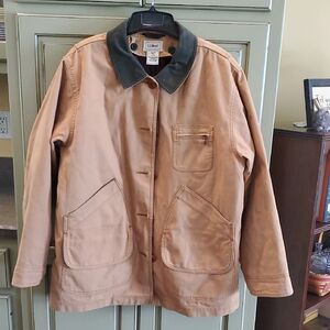 L.L. Bean Tan Jacket with Green Collar